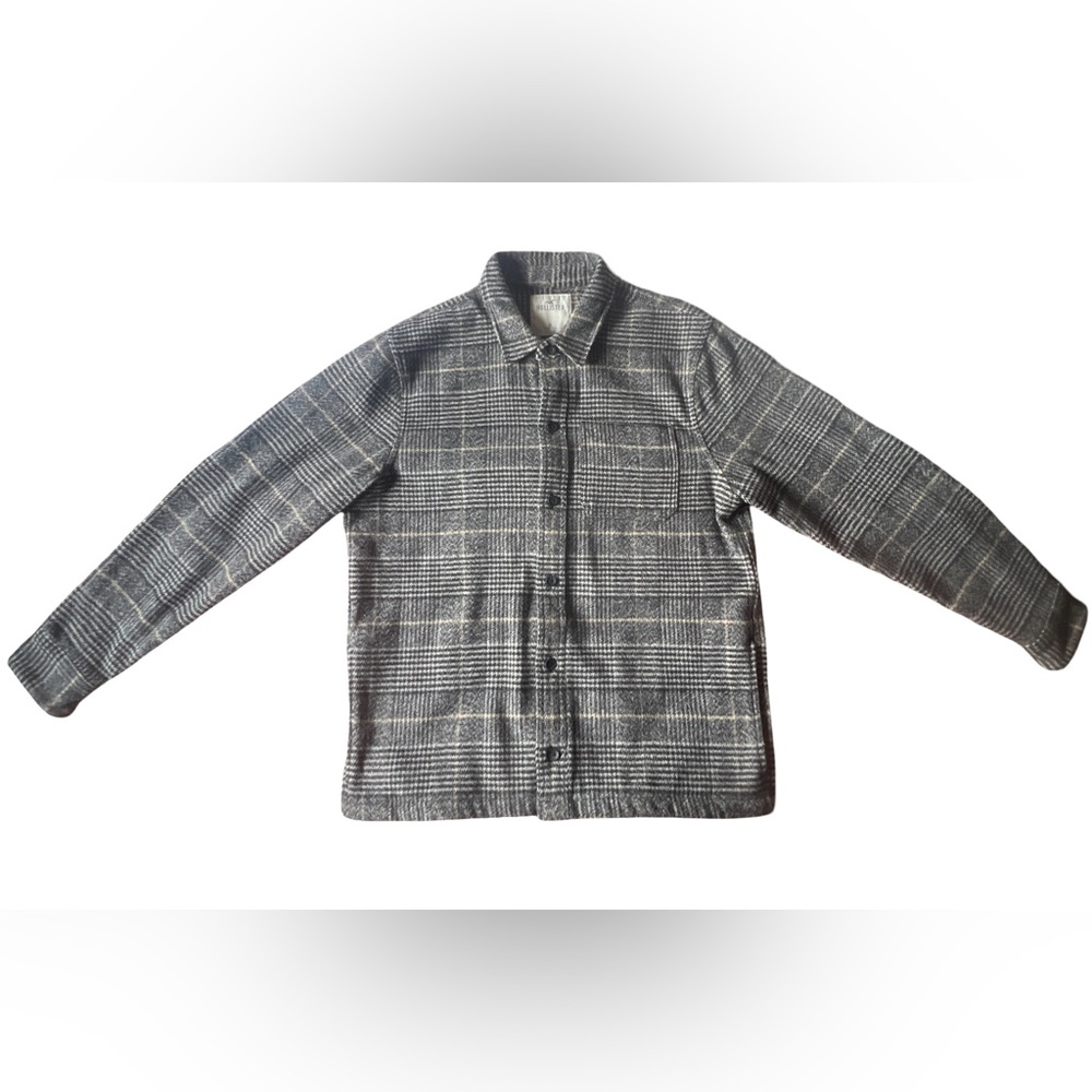 Hollister Black and Cream Plaid Jacket